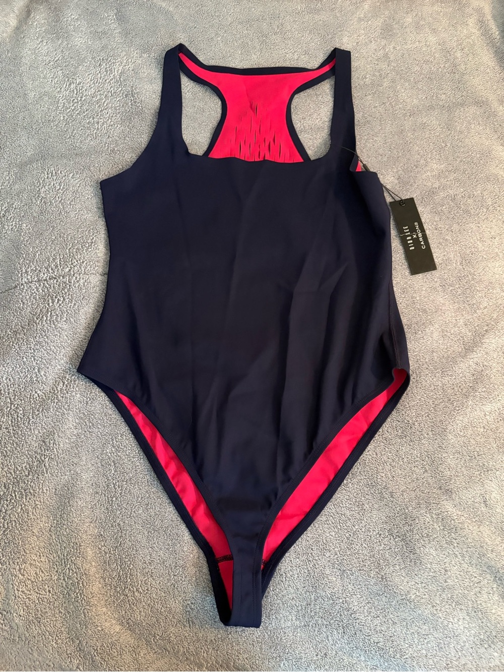 NWT Dion Lee X Carbon38 One Piece Swimsuit/Bodysuit Medium Navy Blue Pink